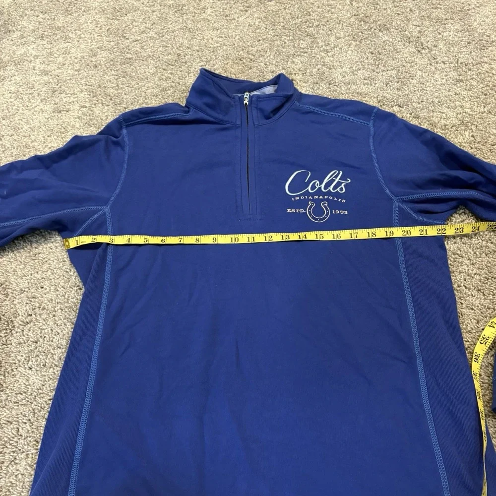 Tommy Bahama Bungalow Colts Medium Blue 1/4 Zip Embroidered Logo Football NFL